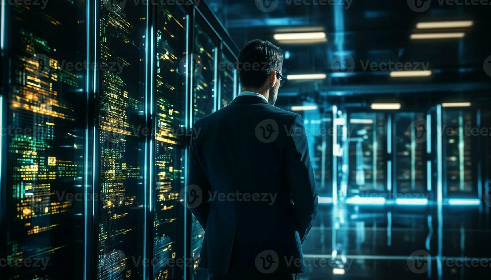 Data center engineers leverage their expertise in technology to manage and maintain the critical infrastructure that supports servers, networks, databases, and other systems. Generative Ai. photo