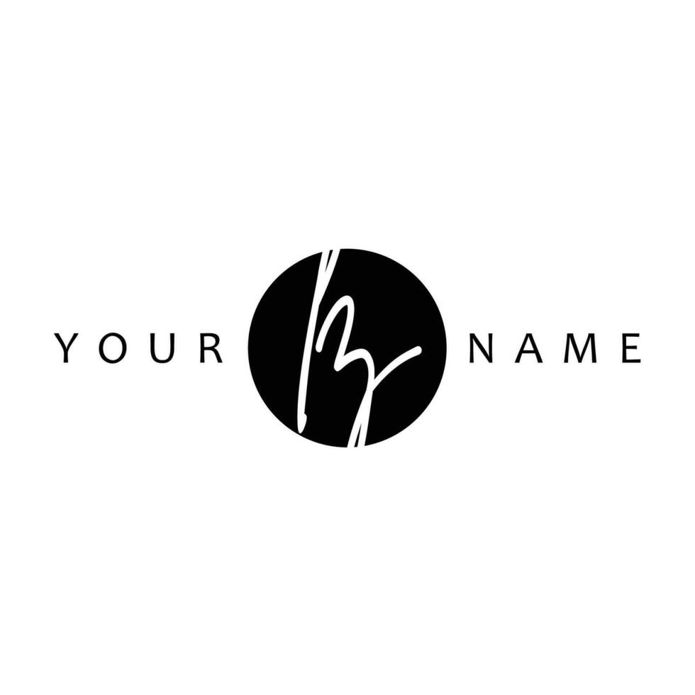 LZ Initial Handwriting In Circle Frame Template Design vector