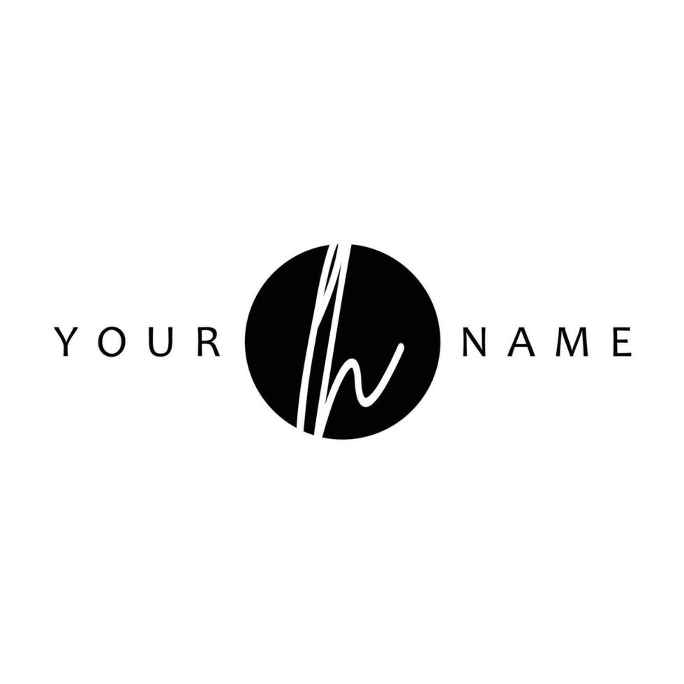 LH Initial Handwriting In Circle Frame Template Design vector