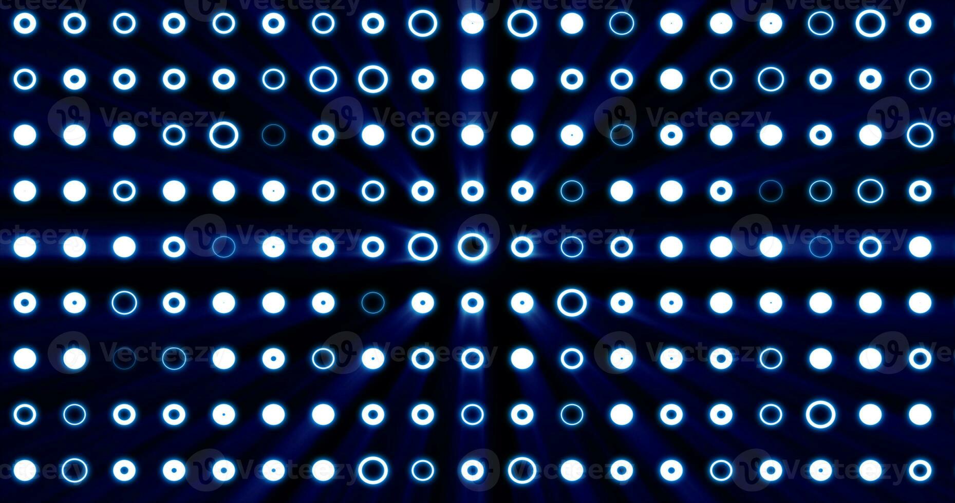 Abstract background of bright blue glowing light bulbs from circles and dots of energy magic disco wall photo