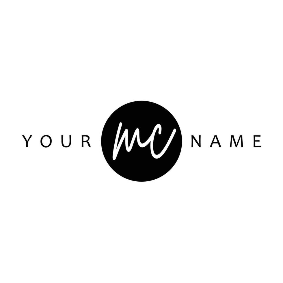 MC Initial Handwriting In Circle Frame Template Design vector