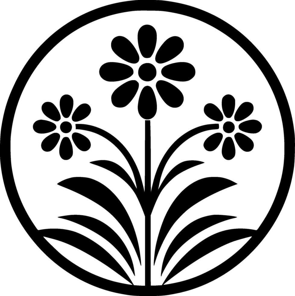 Flower, Black and White Vector illustration