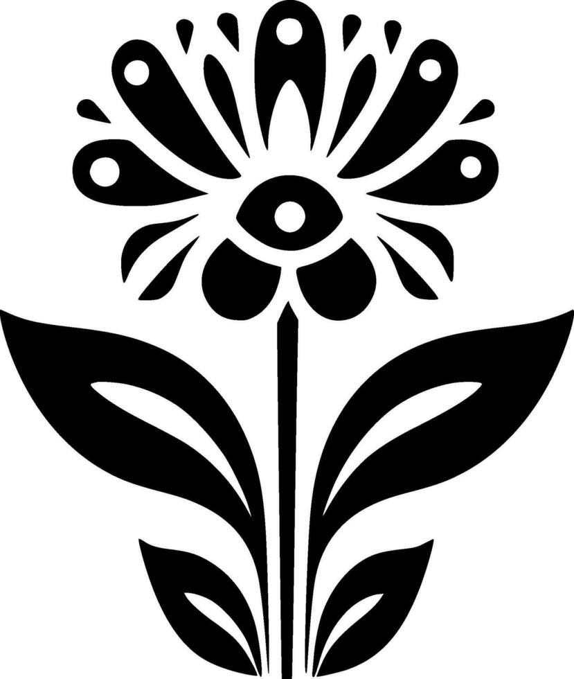 Flower, Black and White Vector illustration