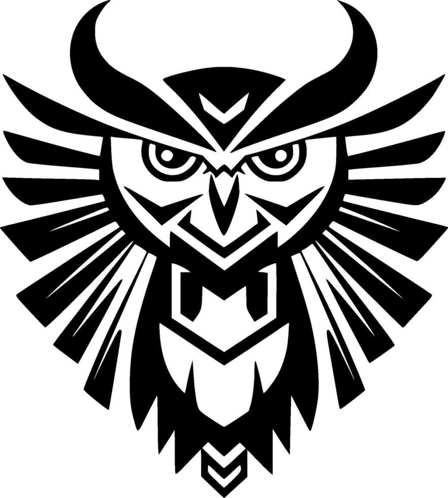 Owl - Black and White Isolated Icon - Vector illustration