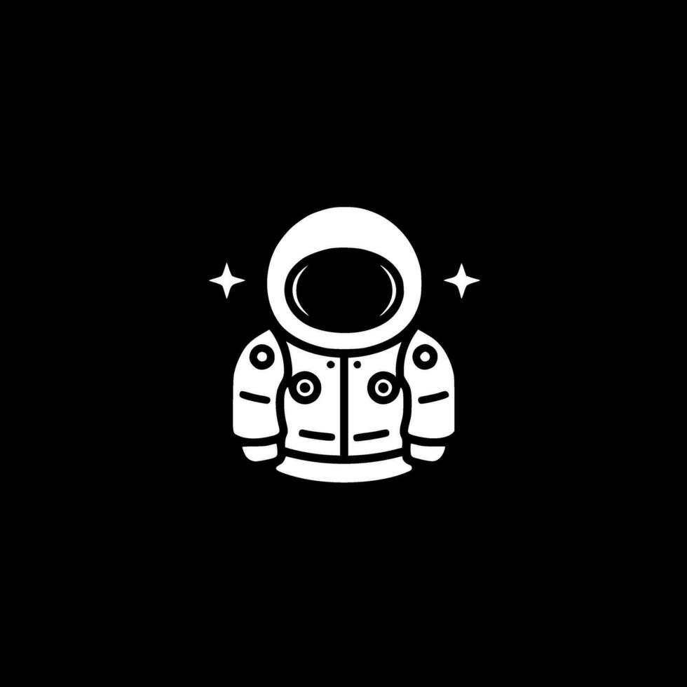 astronauta - negro y blanco aislado icono - vector ilustración