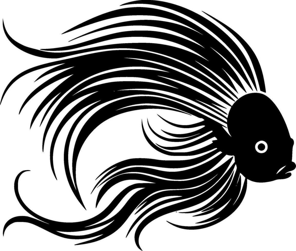 Fish - Black and White Isolated Icon - Vector illustration