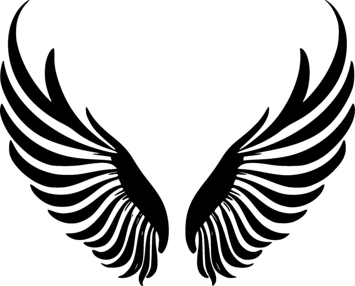 Angel Wings - Black and White Isolated Icon - Vector illustration