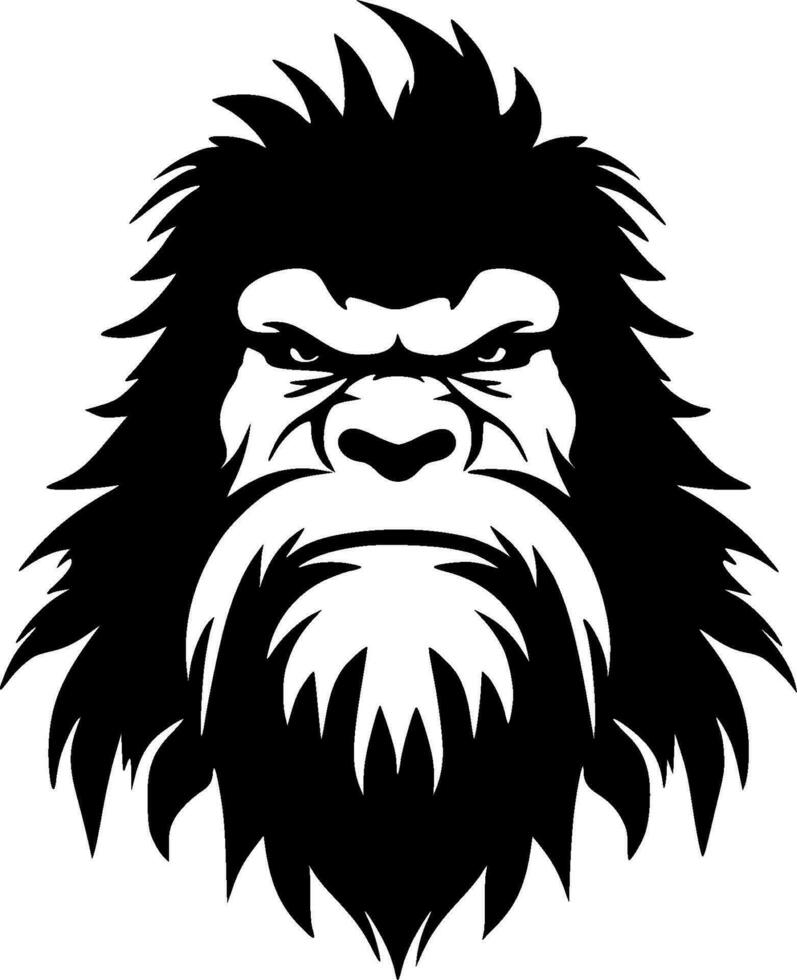 Bigfoot, Black and White Vector illustration