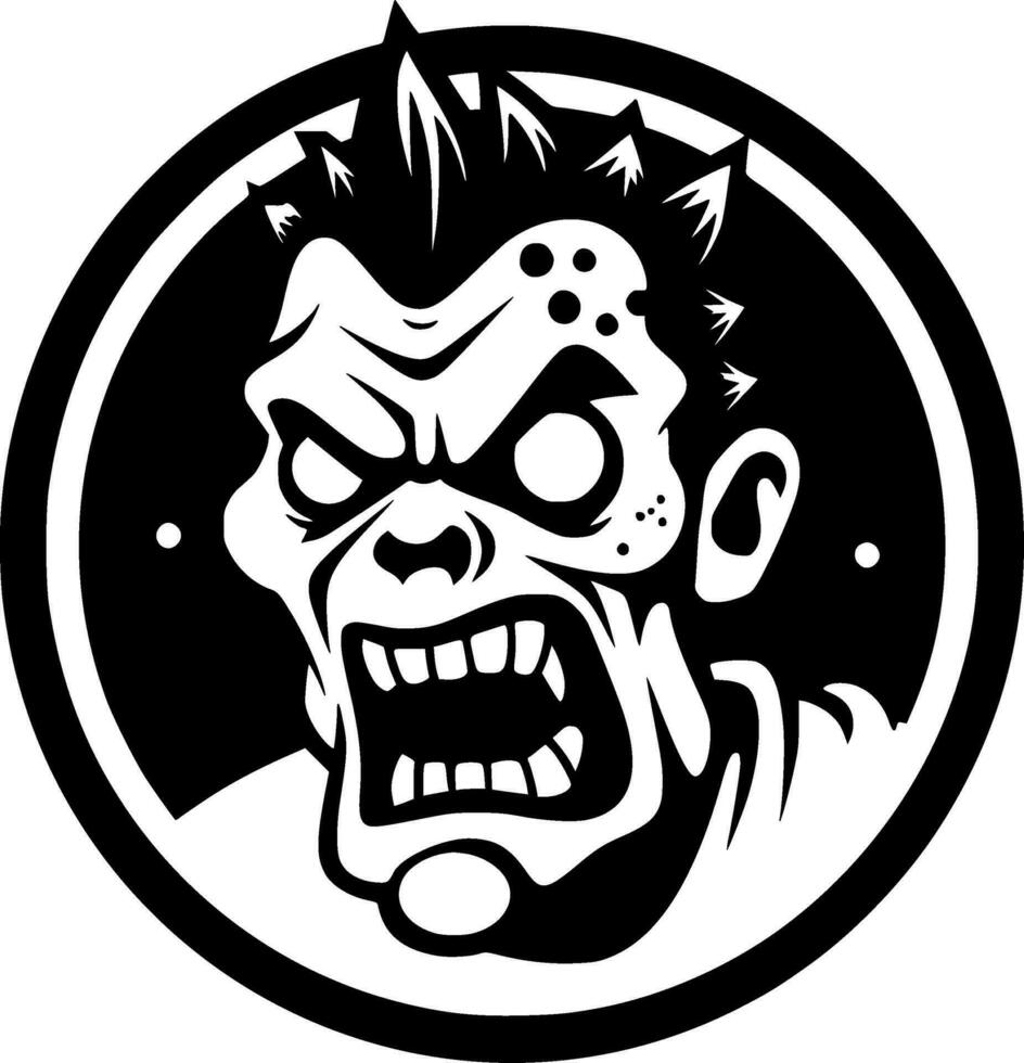 Zombie - Black and White Isolated Icon - Vector illustration