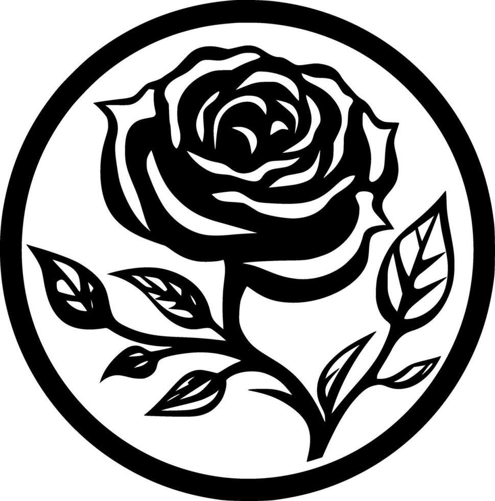 Rosa - negro y blanco aislado icono - vector ilustración