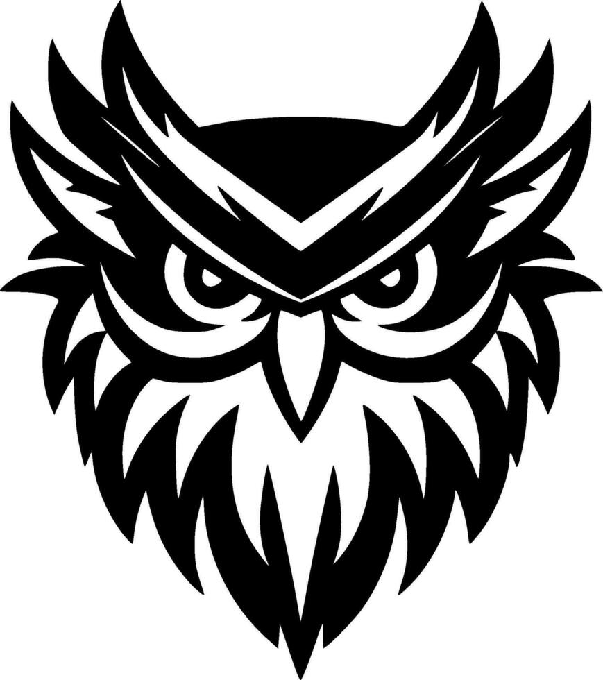 Owl, Black and White Vector illustration