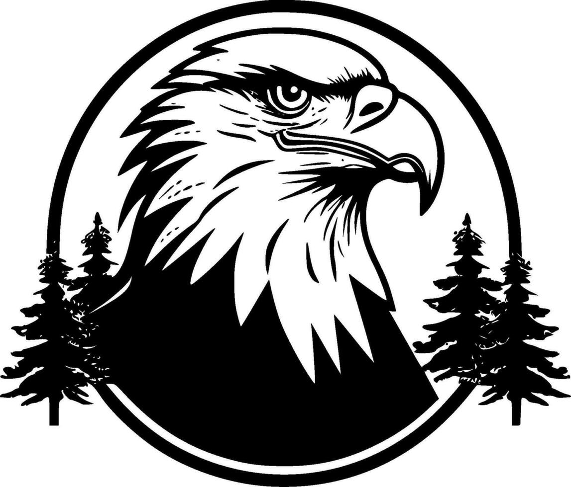 Eagle, Black and White Vector illustration