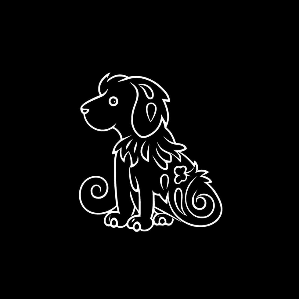 perro - negro y blanco aislado icono - vector ilustración