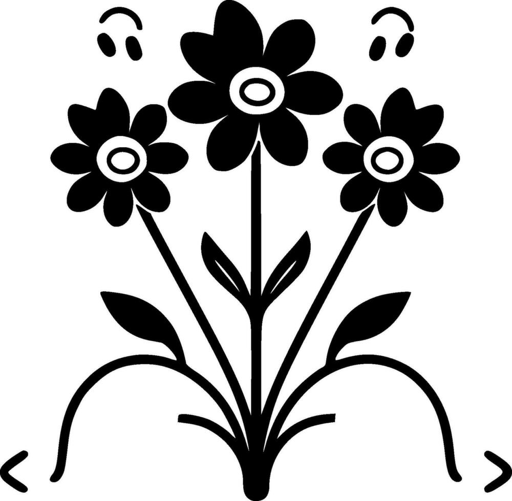 Flower - Black and White Isolated Icon - Vector illustration