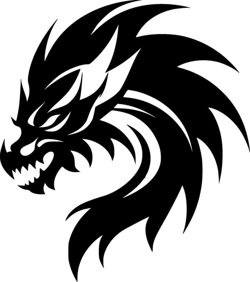 Dragon, Black and White Vector illustration