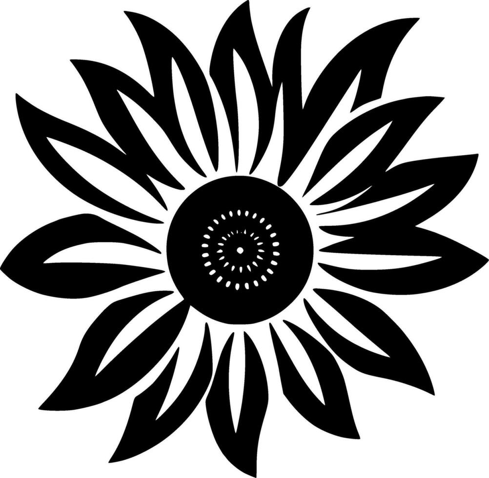 Flower - Black and White Isolated Icon - Vector illustration