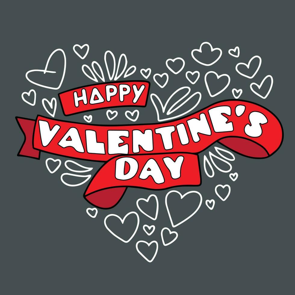 Happy Valentine's Day text banner. Concept Happy Valentine's Day text as square banner. Vector illustration.