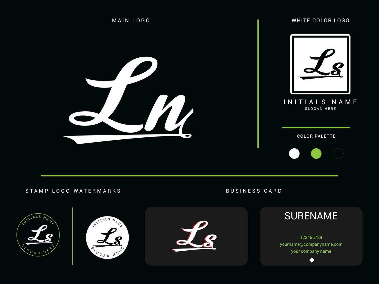 Abstract Ln Logo Branding, Professional Ls Ln Apparel Luxury Letter Logo Icon vector