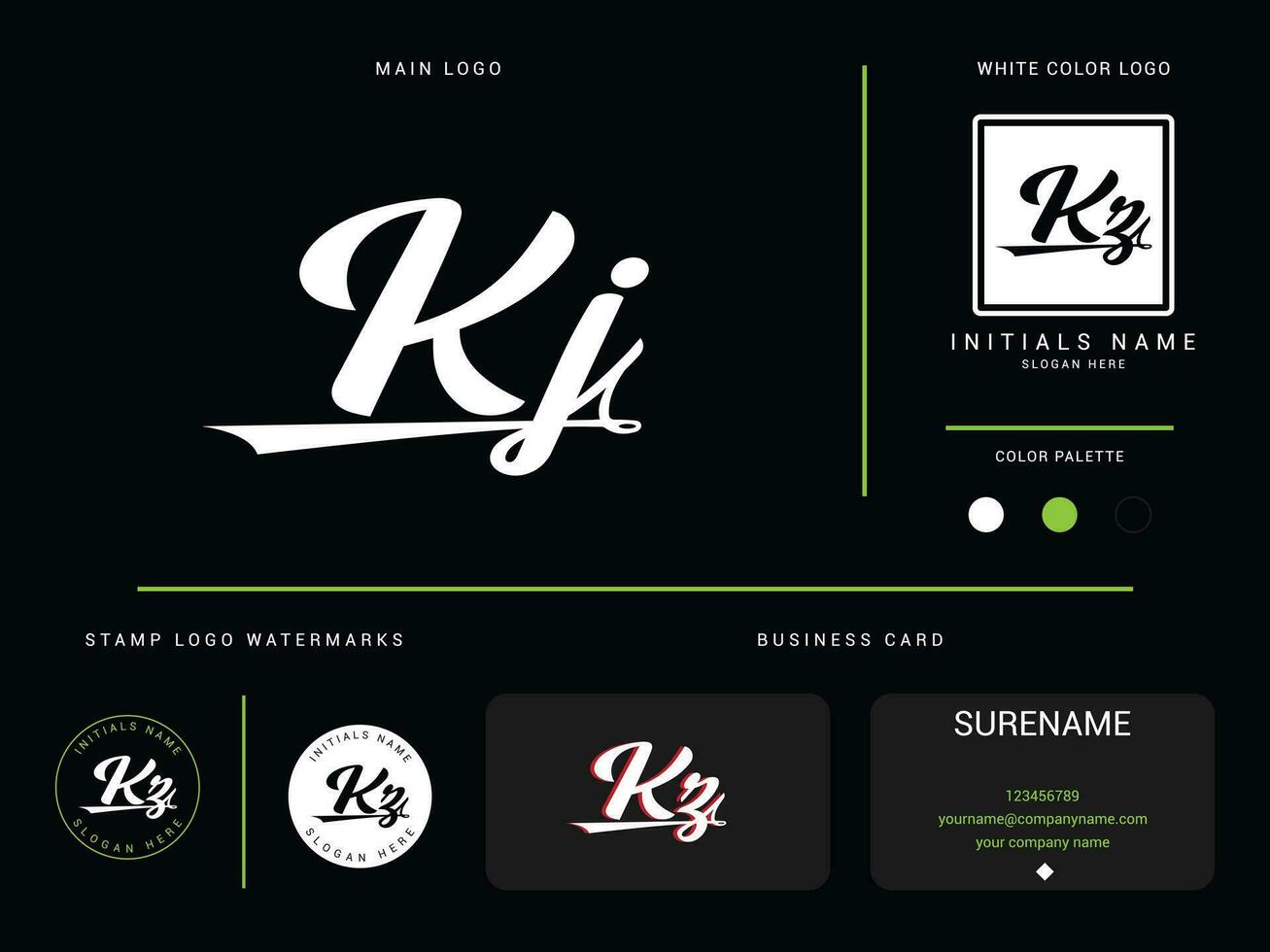 Monogram Kj Fashion Logo Icon, Apparel Clothing Kz Kj Logo Letter Design With Branding vector