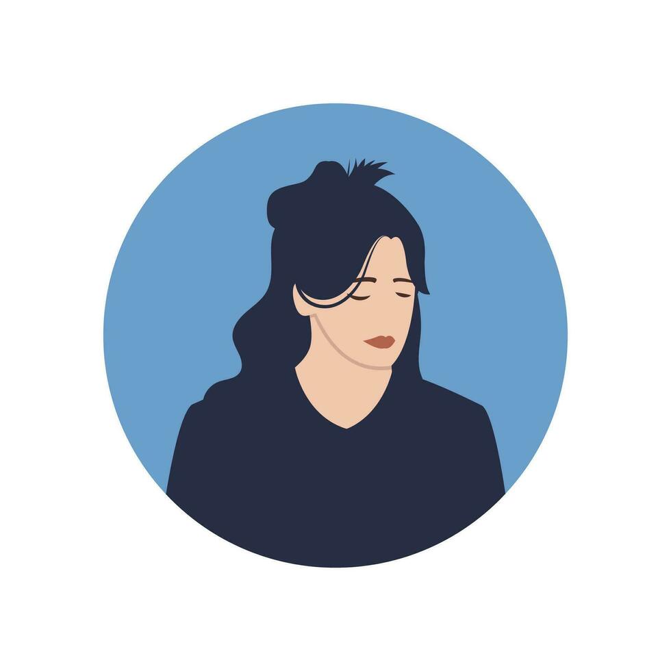 Circle the avatar with the portrait women of various races and hairstyles. Collection of user profiles. Round icon with happy smiling human. vector