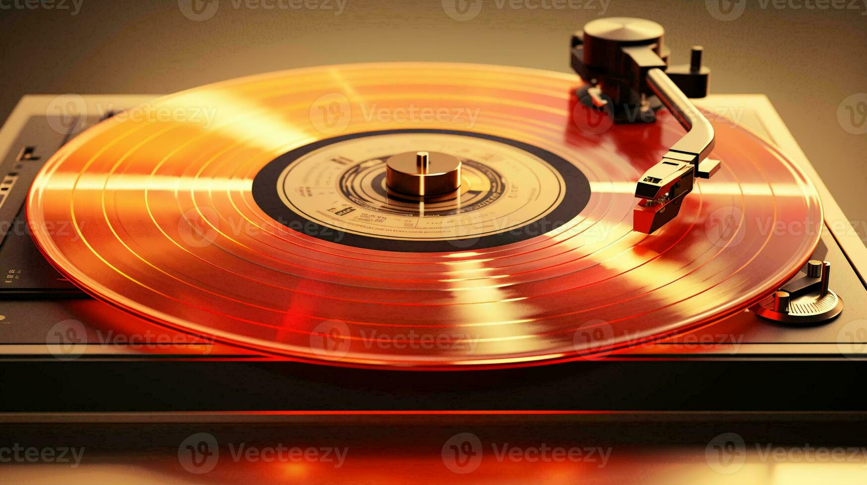 AI-Generated Old stylish vintage retro music vinyl player with records poster photo