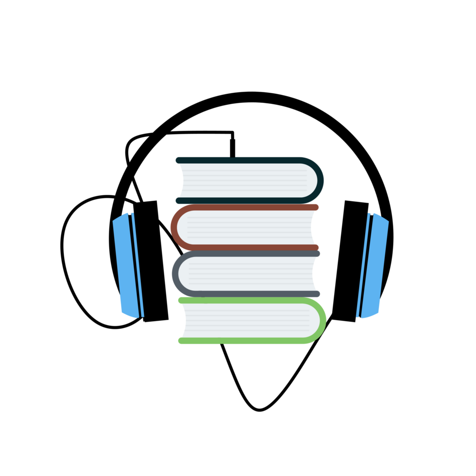 écouteurs et livres , livre audio png