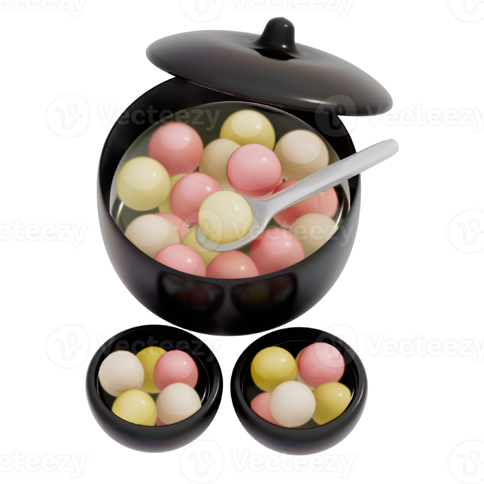 Lunar New Year Dessert 3D Clip Art, Sticky Rice Ball Soup png