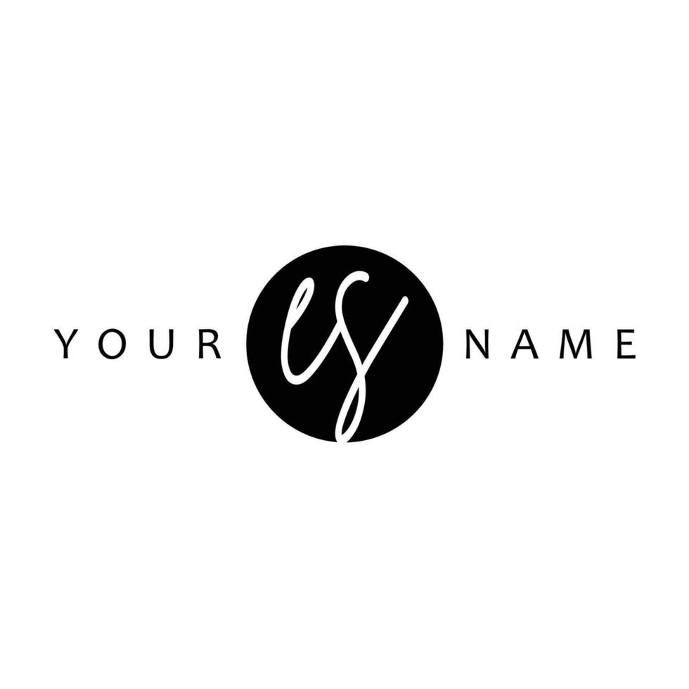 ES Initial Handwriting In Circle Frame Template Design vector