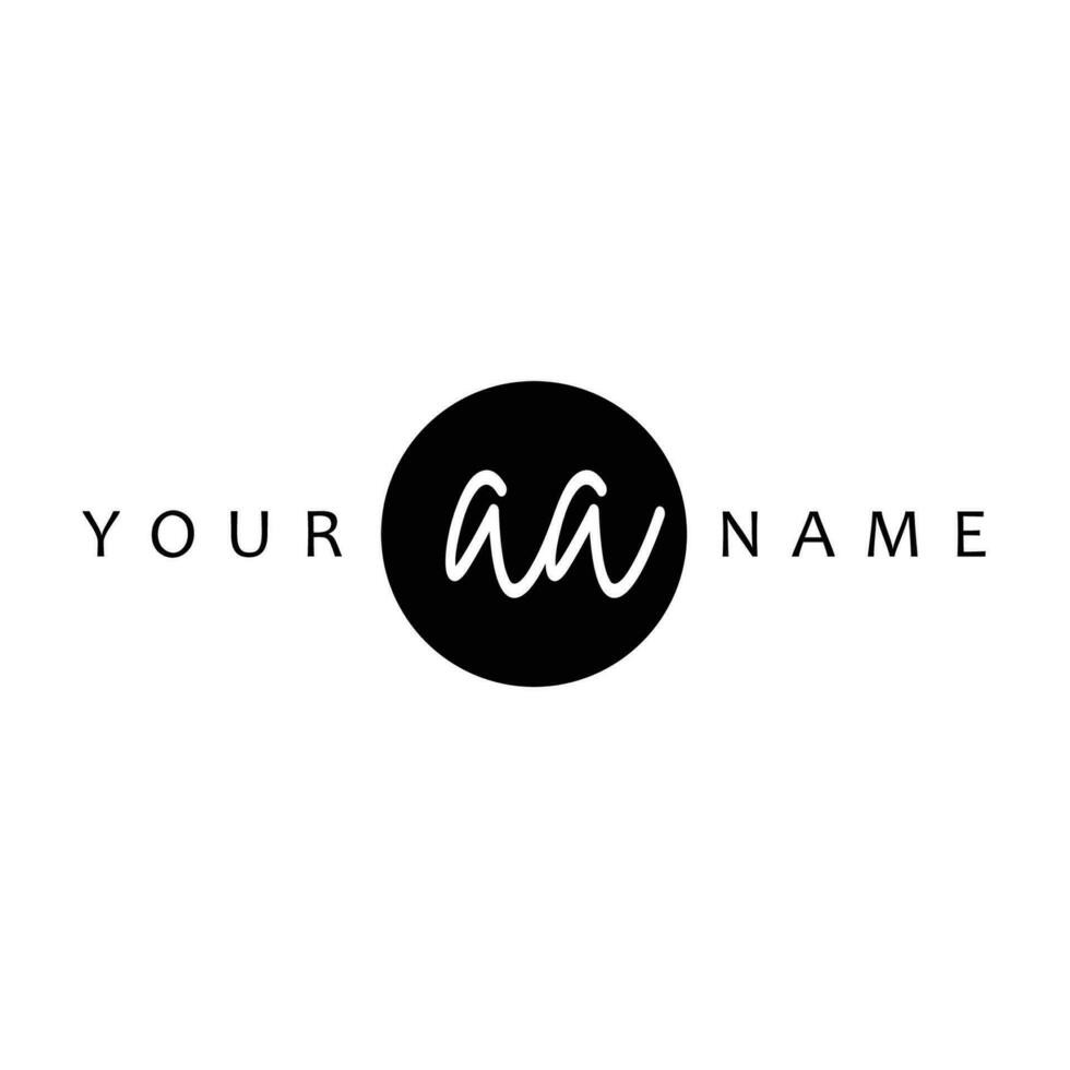 AA Initial Handwriting In Circle Frame Template Design vector