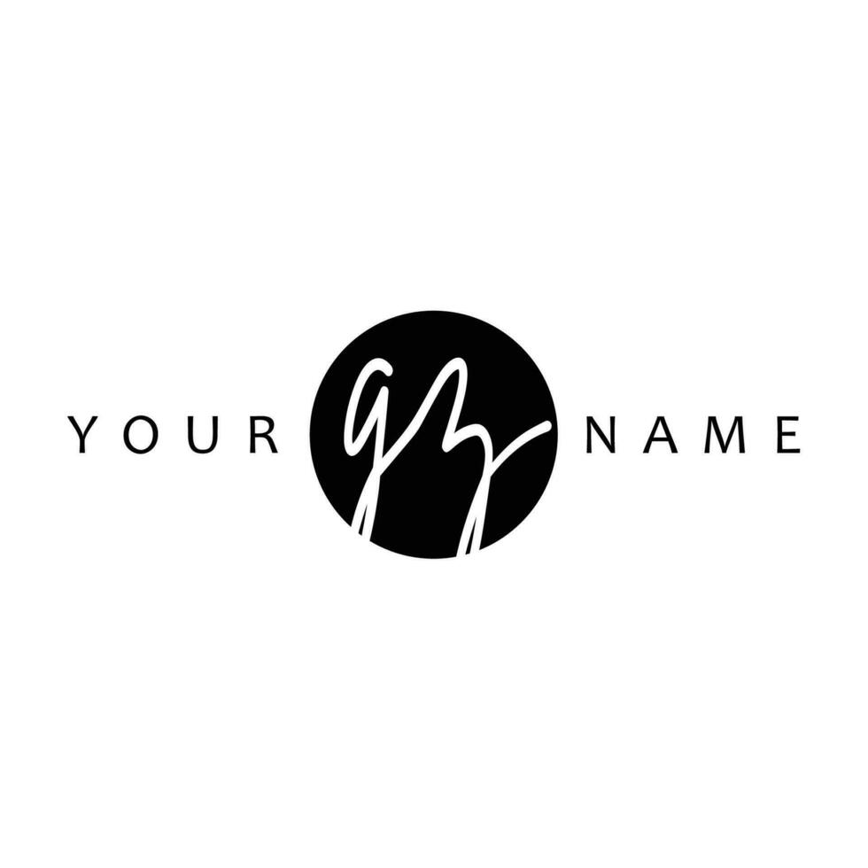 GZ Initial Handwriting In Circle Frame Template Design vector