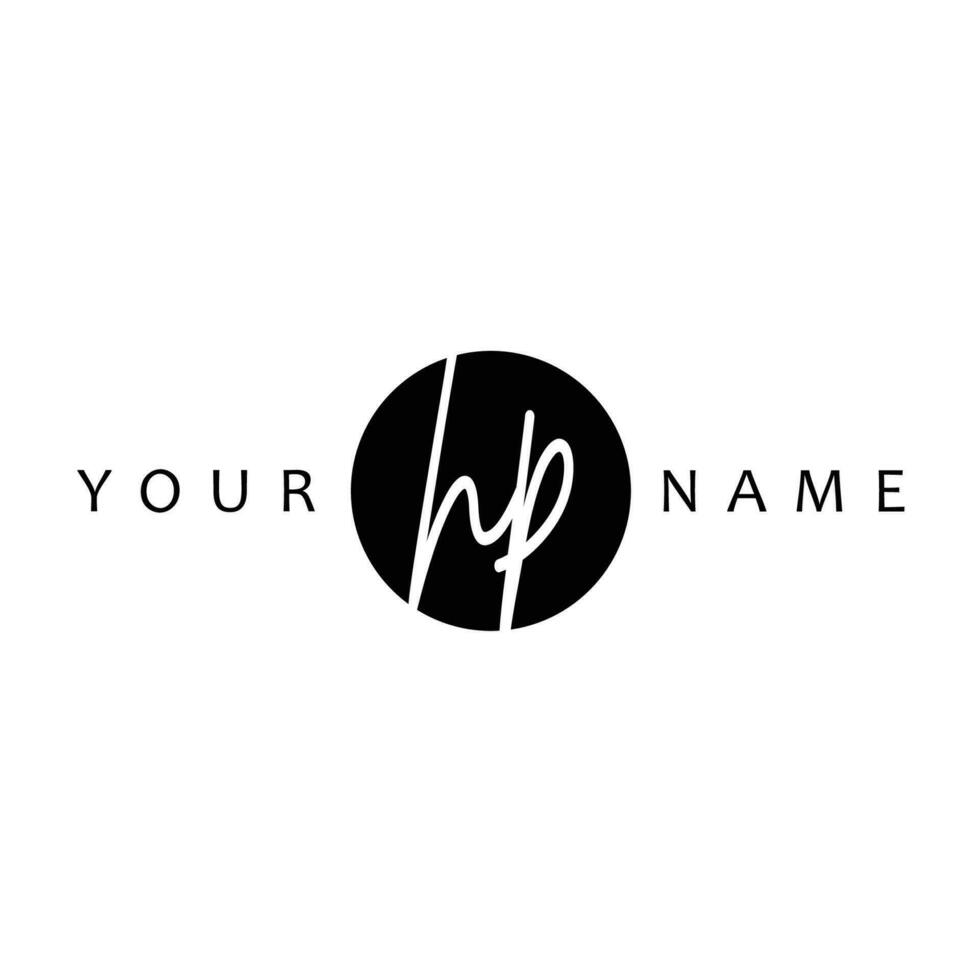 HP Initial Handwriting In Circle Frame Template Design vector