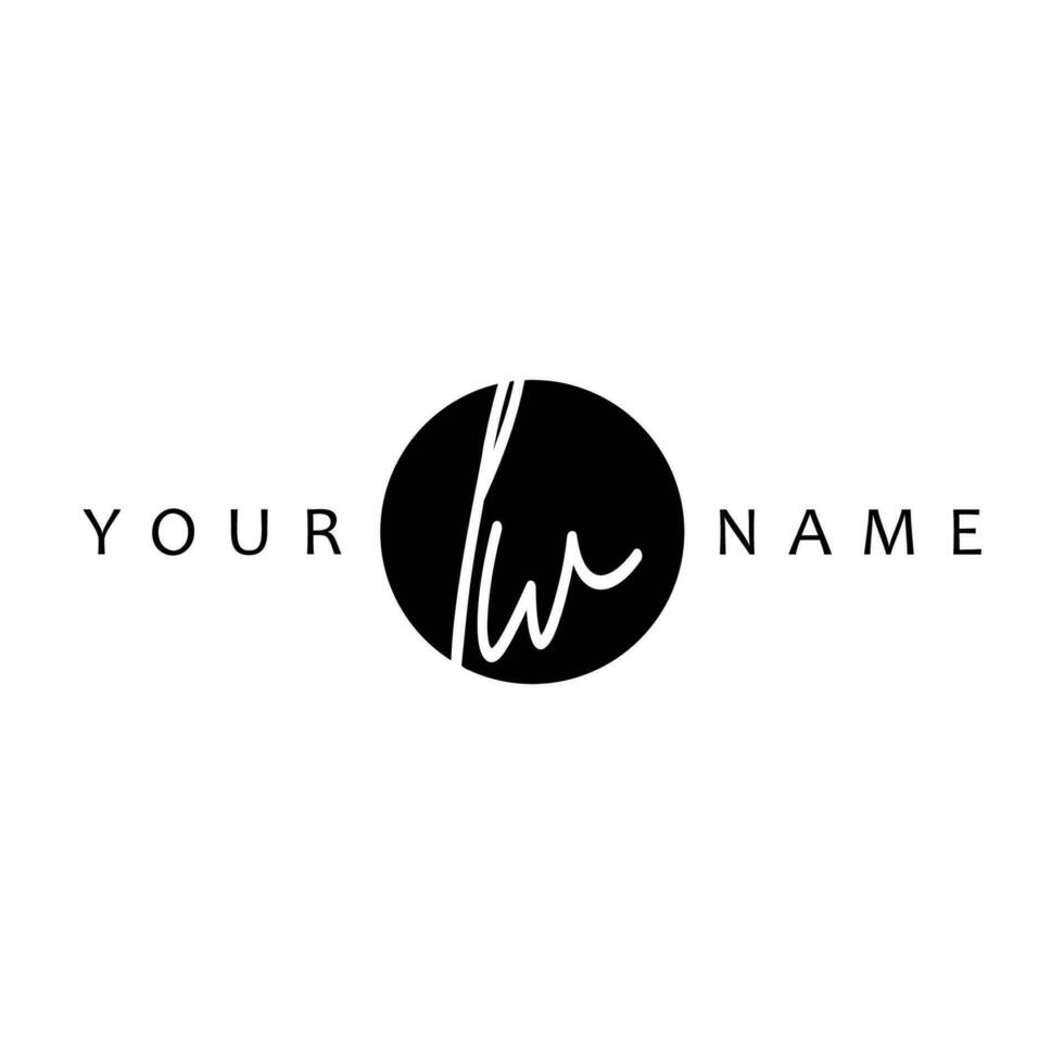 LW Initial Handwriting In Circle Frame Template Design vector