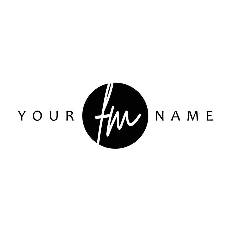 FM Initial Handwriting In Circle Frame Template Design vector