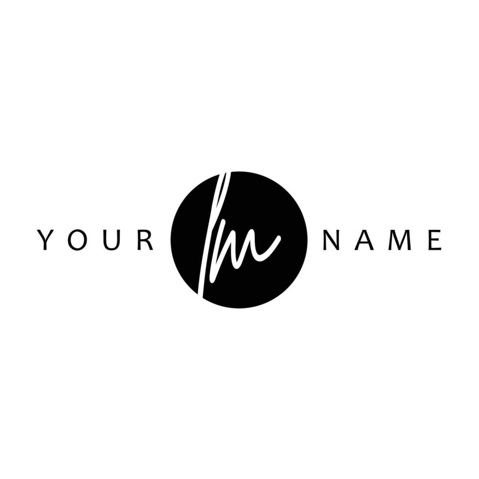 LM Initial Handwriting In Circle Frame Template Design vector