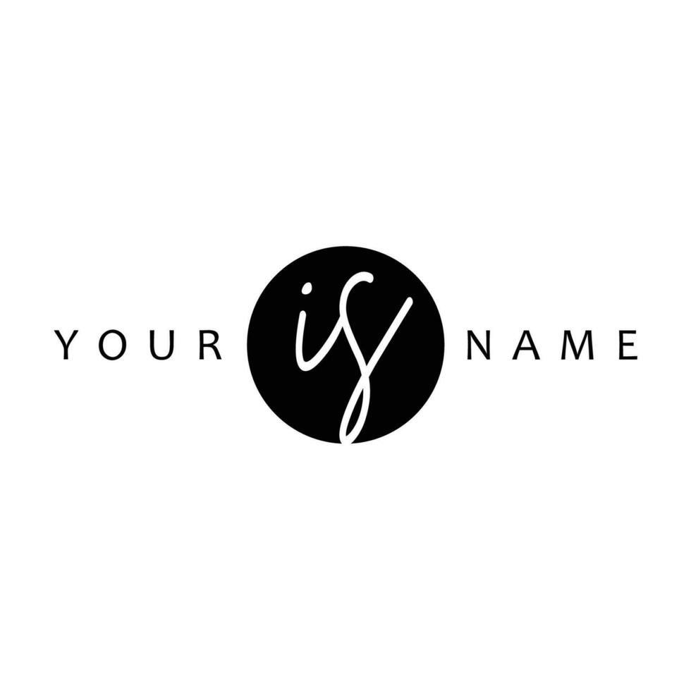 IS Initial Handwriting In Circle Frame Template Design vector