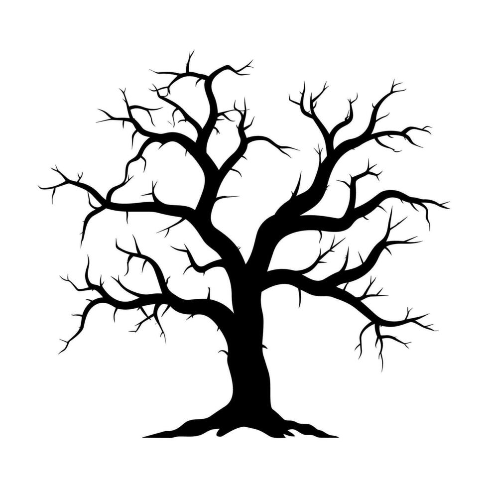 muerto árbol vector silueta clipart, de miedo árbol silueta vector, Víspera de Todos los Santos escalofriante árbol vector ilustración