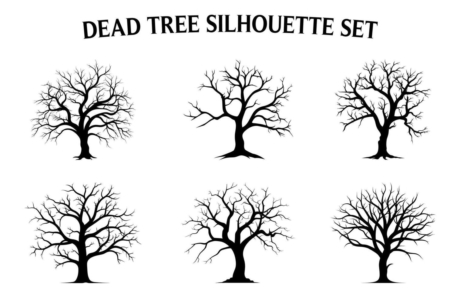 muerto árbol vector siluetas gratis, de miedo árbol silueta vector manojo, Víspera de Todos los Santos escalofriante arboles vector ilustración