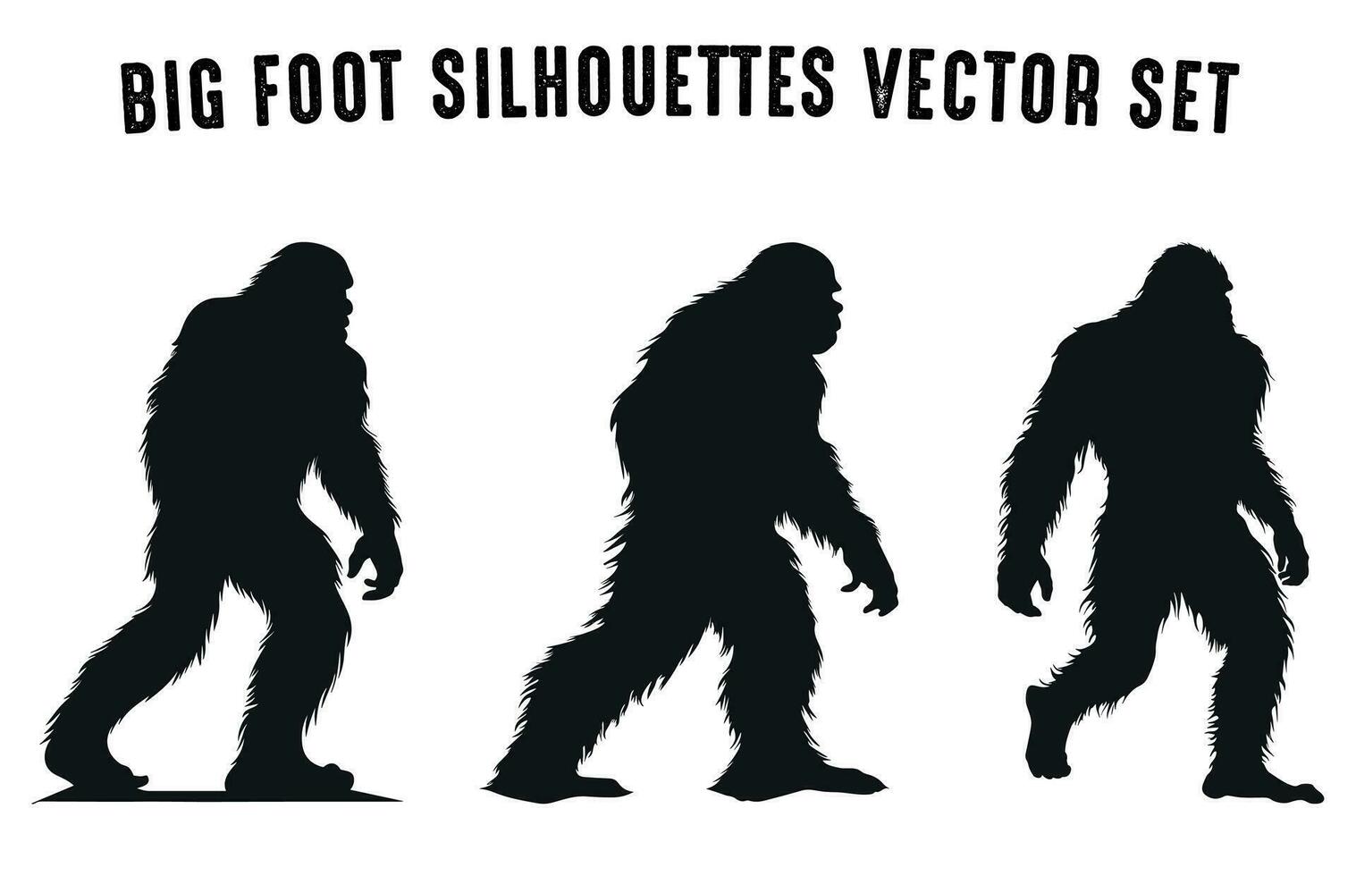 Pie Grande vector siluetas clipart manojo, un conjunto de yeti vector ilustraciones gratis