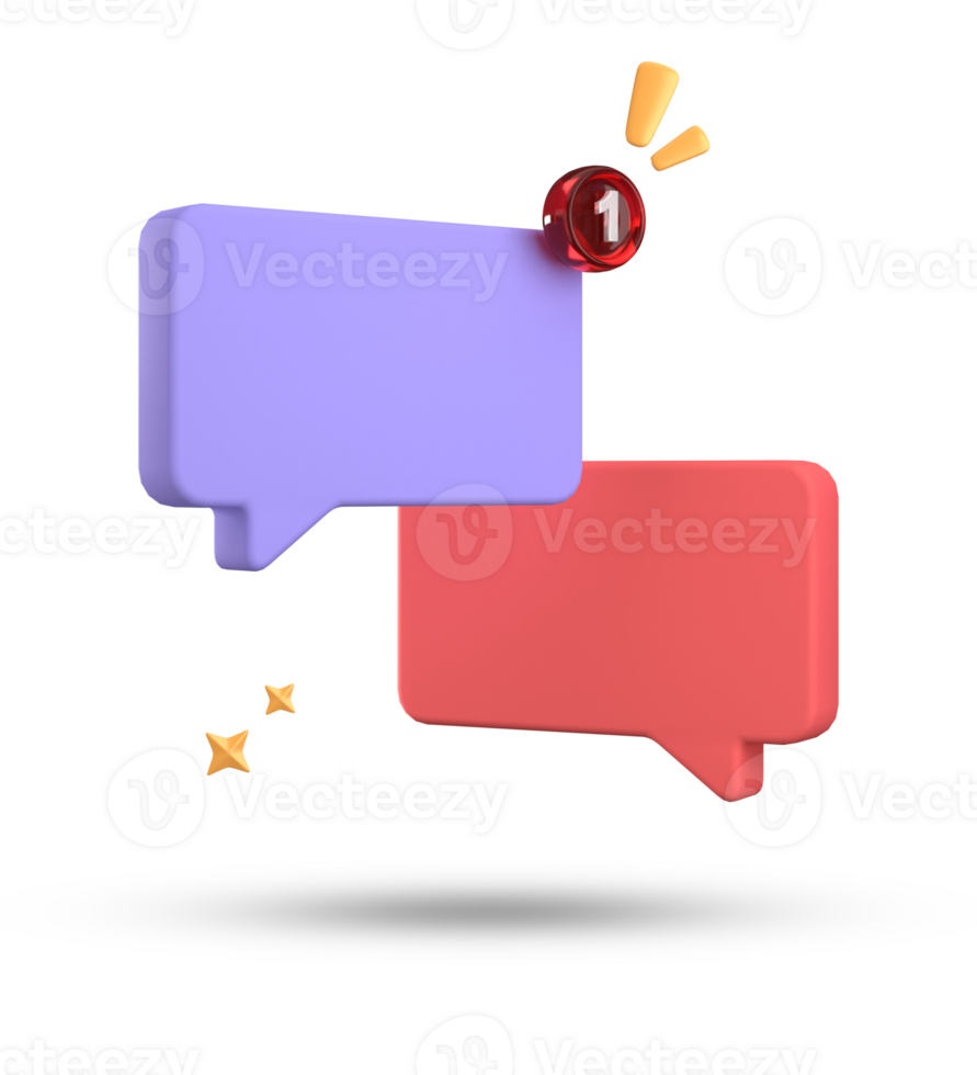 3d representación de habla burbuja, 3d pastel charla icono colocar. conjunto de 3d hablar burbuja. png