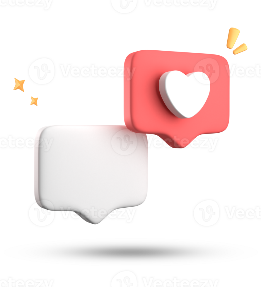 3d rendering of speech bubble love, 3D pastel pink purple chat icon set. Set of 3d speak bubble. png