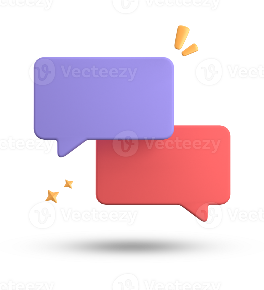 3d representación de habla burbuja, 3d pastel charla icono colocar. conjunto de 3d hablar burbuja. png