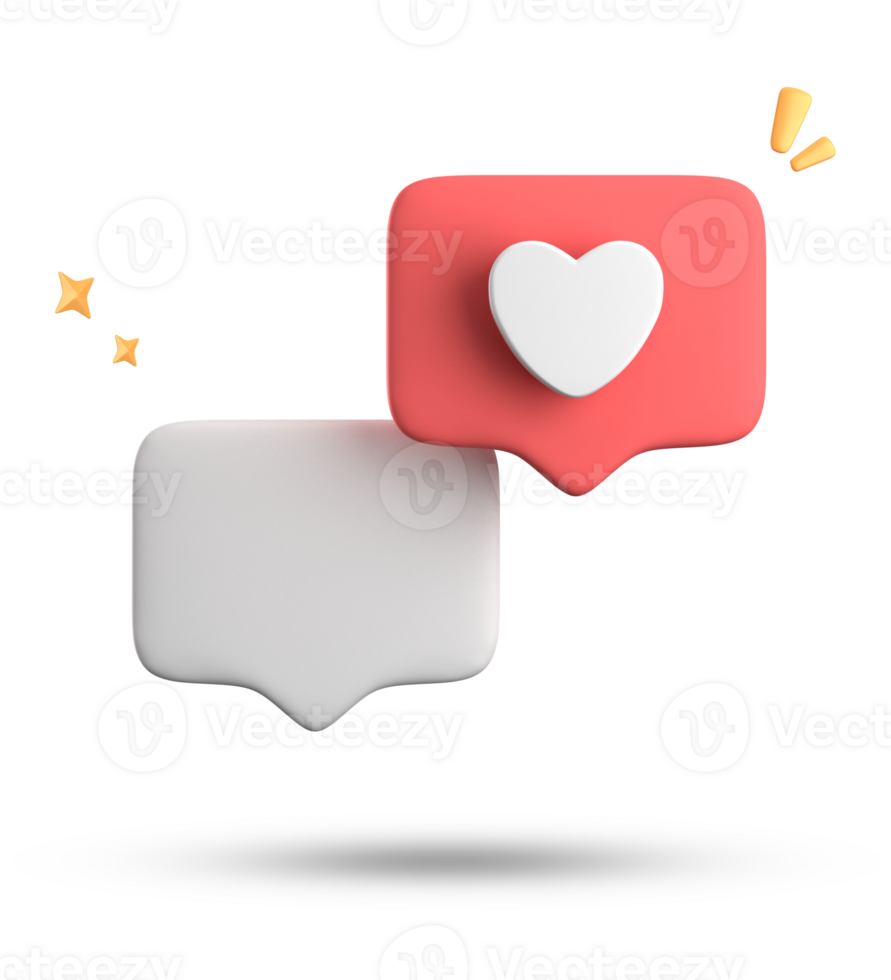 3d rendering of speech bubble love, 3D pastel pink purple chat icon set. Set of 3d speak bubble. png