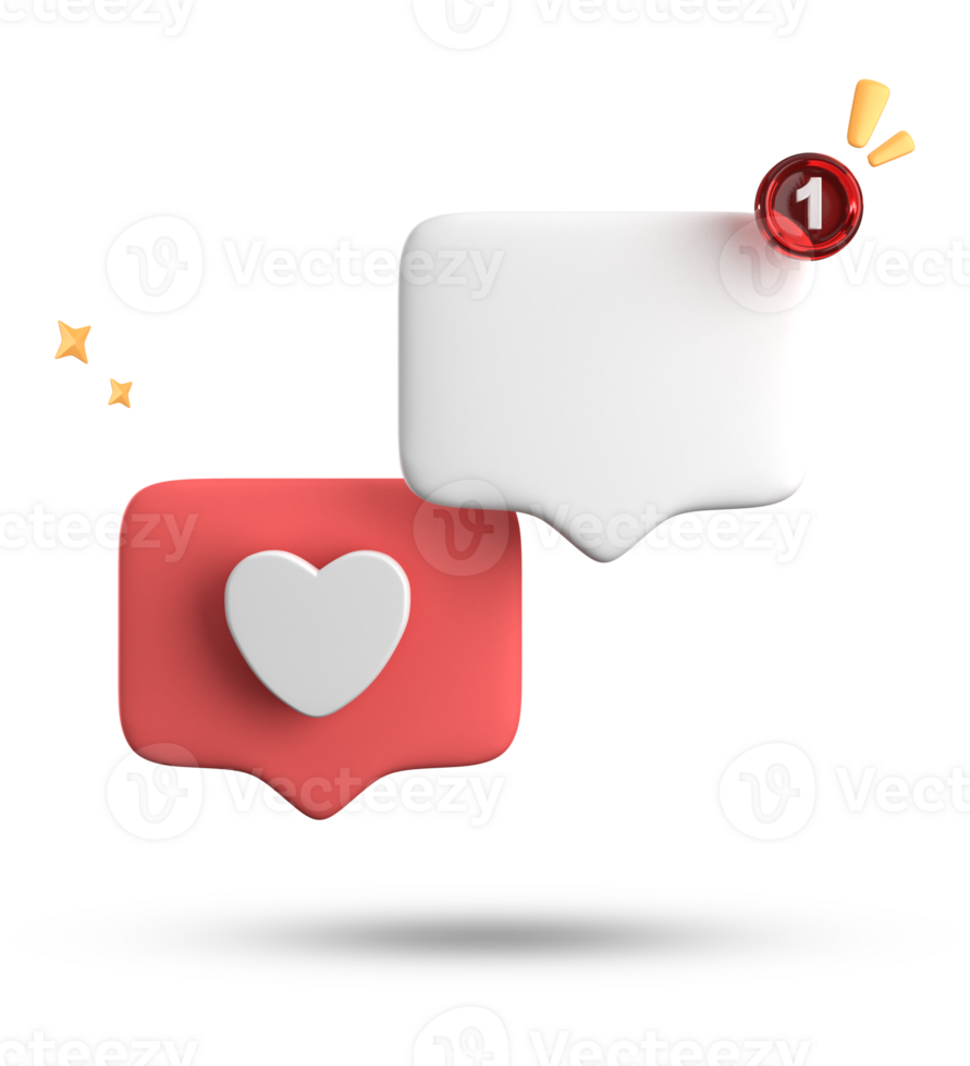 3d rendering of speech bubble love, 3D pastel pink purple chat icon set. Set of 3d speak bubble. png