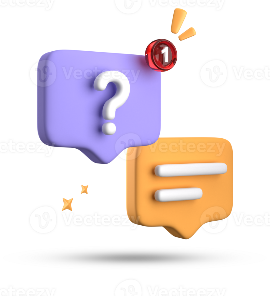 3d rendering of speech bubble, 3D pastel chat with question mark icon set. png