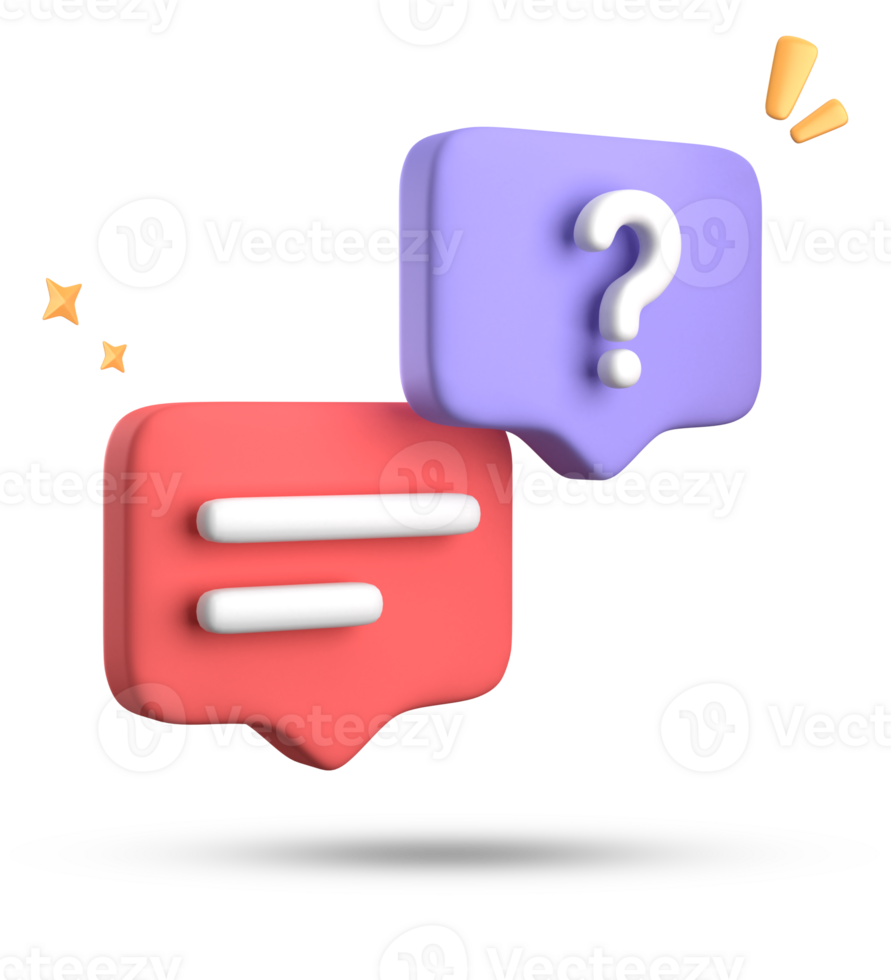 3d rendering of speech bubble, 3D pastel chat with question mark icon set. png