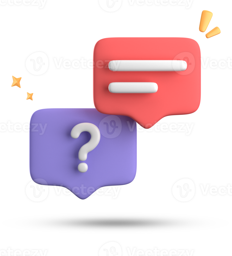 3d rendering of speech bubble, 3D pastel chat with question mark icon set. png