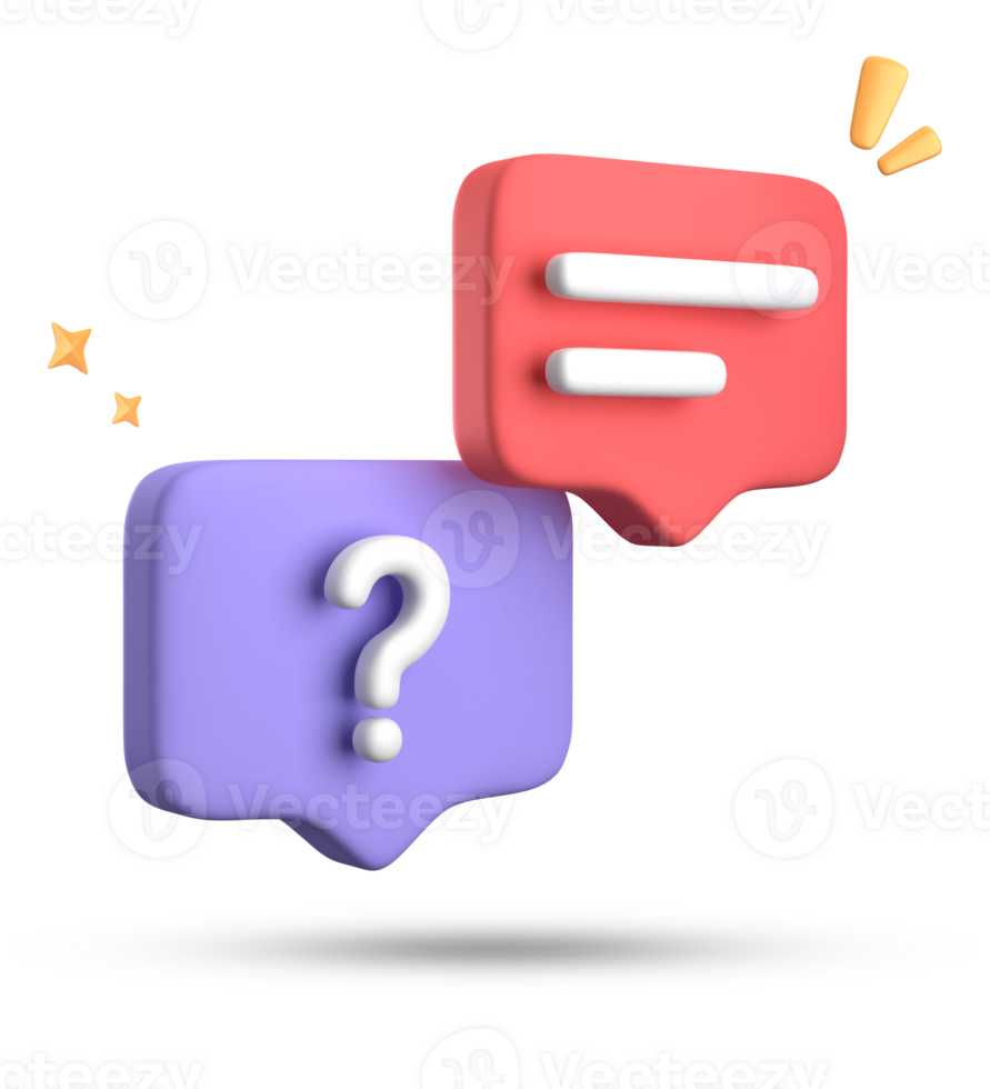 3d rendering of speech bubble, 3D pastel chat with question mark icon set. png