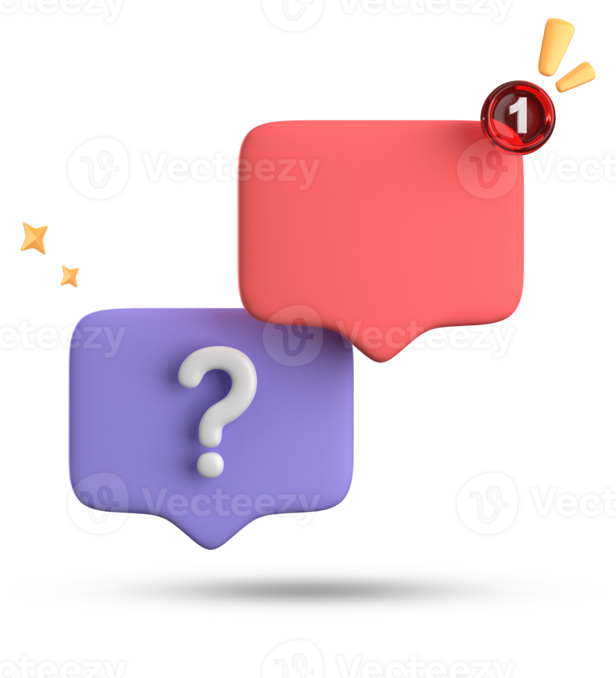 3d rendering of speech bubble, 3D pastel chat with question mark icon set. png