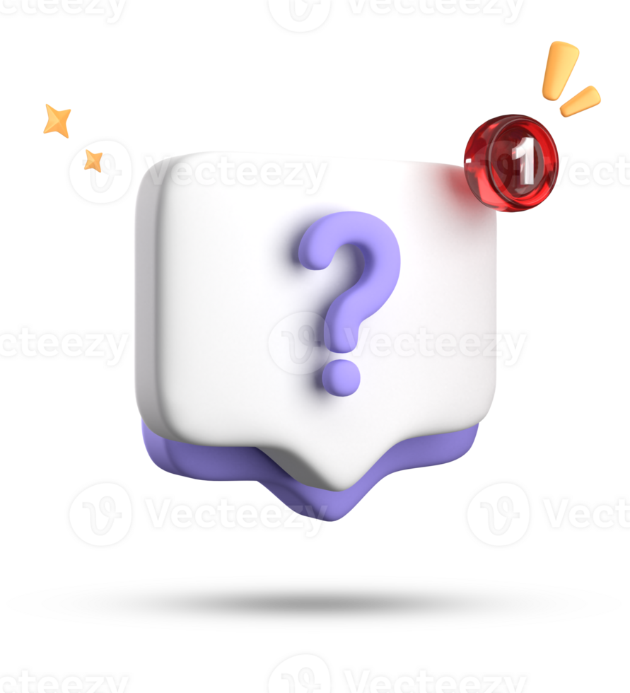 3d rendering of speech bubble, 3D pastel chat with question mark icon set. png