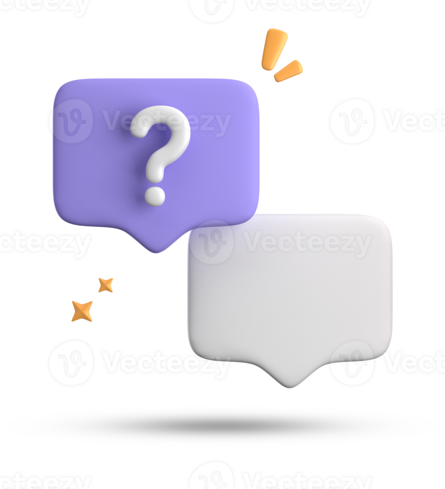 3d rendering of speech bubble, 3D pastel chat with question mark icon set. png